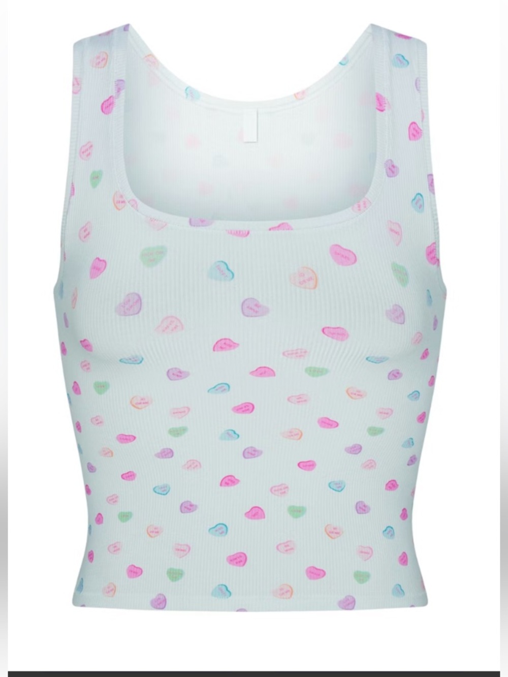 Skims Sweetheart Print Ribbed Tank Top - Pastel Hearts